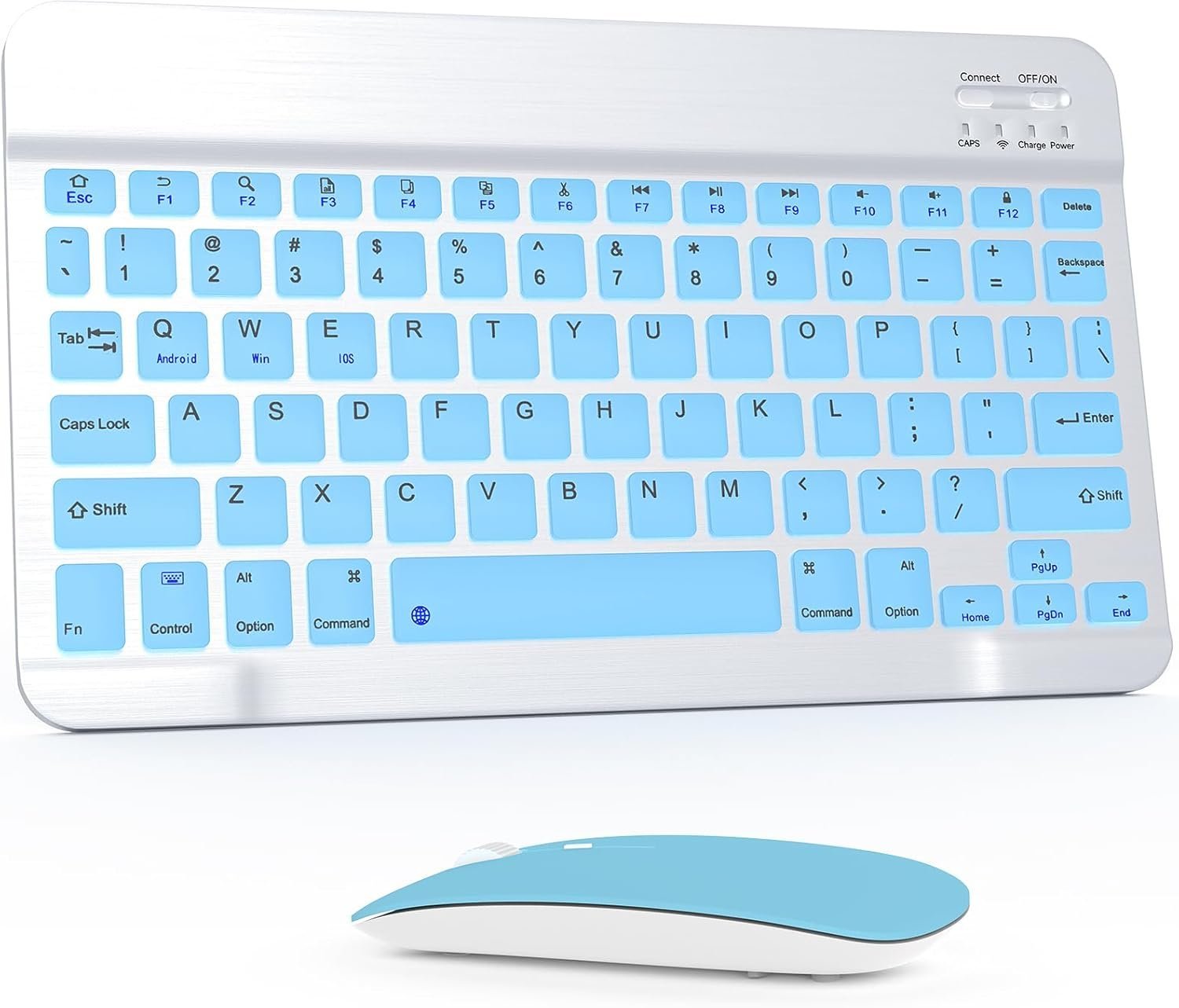 Bluetooth Keyboard and Mouse Combo, Qwert Layout Universal Ultra-Slim Wireless Keyboard Mouse Set for Android Windows iPad iPhone Samsung Tablet Portable Compact Keyboard Set