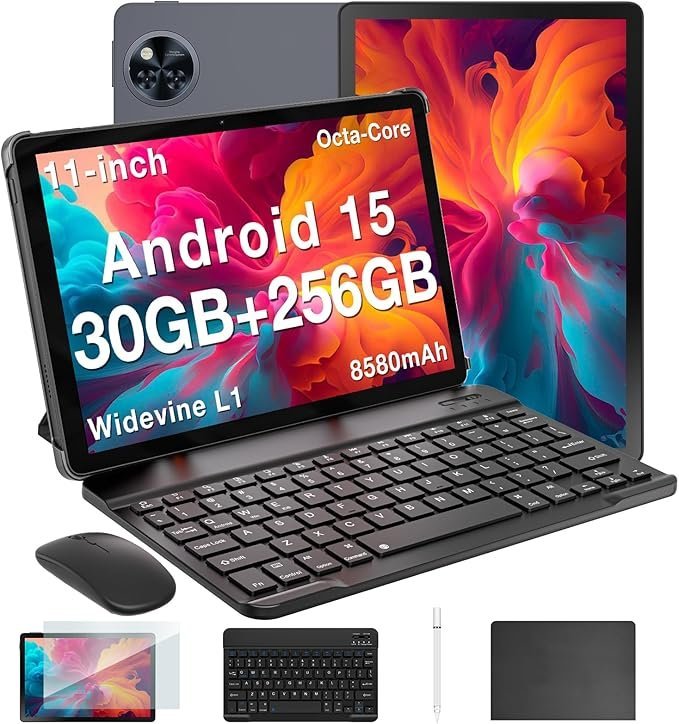 Doogee U11 Pro VIP A15 Tablet, 11 inch Tablet, 30GB+256GB TF,8580mAh,Octa-Core,90Hz Display, Netflix 1080P,5G WiFi,Widevine L1,BT5.0,13MP+5MP, Face ID OTG with Pen, Keyboard, Mouse Case