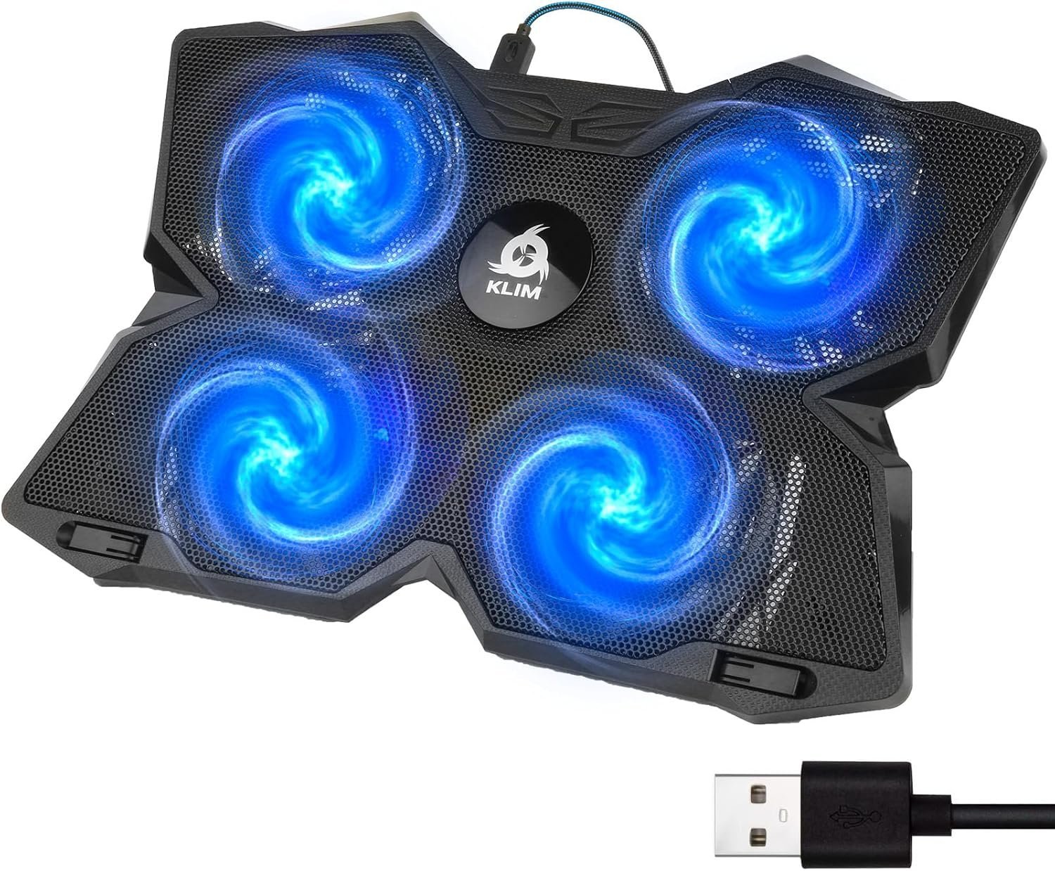 Klim Wind - Laptop Cooling Pad - The Most Powerful Rapid Action Cooling Fan - Laptop Stand with 4 Cooling Fans at 1200 RPM - USB Fan - Compatible with PS5 and PS4
