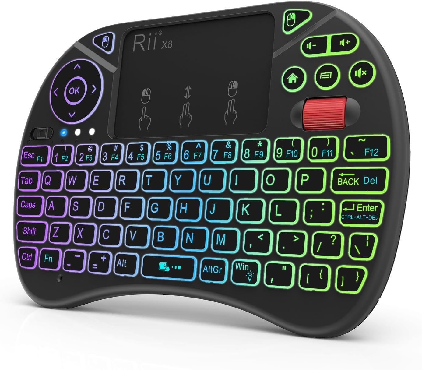 Rii X8 Mini Keyboard,2.4GHz Portable Wireless Keyboard with Touchpad Mouse,RGB Backlit,Rechargeable Battery for Android TV Box